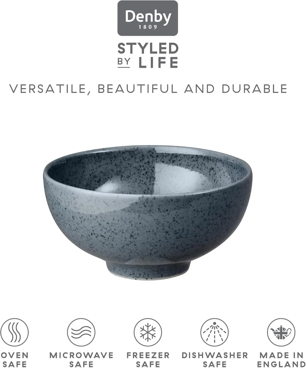 مجموعة أوعية أرز رمي باللون الرمادي الداكن مكونة من 6-16.2 أونصة لغسالة الأطباق، آمنة في الميكروويف - مقاومة للخدش - طلاء رمادي تفاعلي، سيراميك