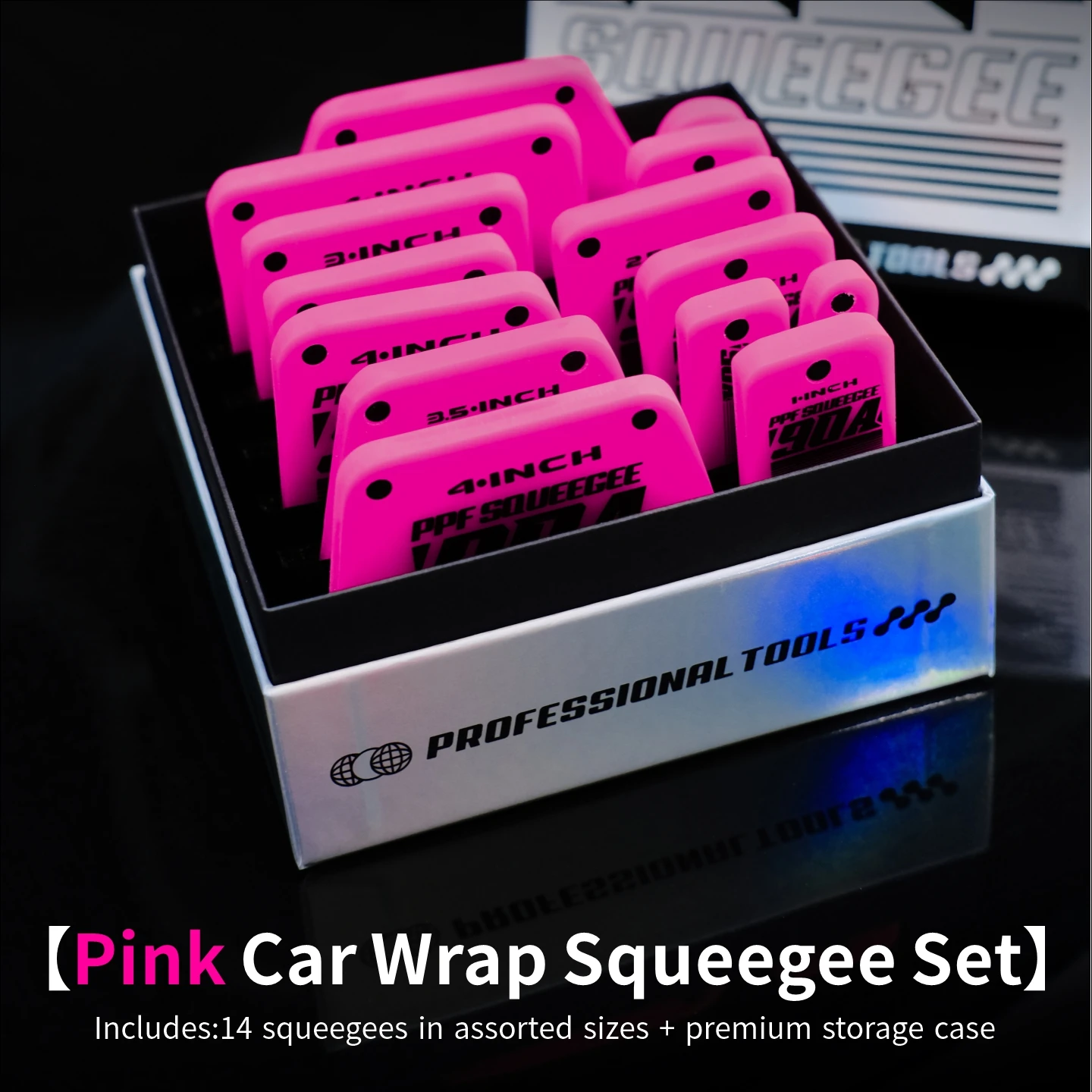 New 14Pcs Set 90A Magnetic PPF Squeegee Set Multi Size Car Wrap Scraper Wear Resistant for Auto Paint Protection Film Install