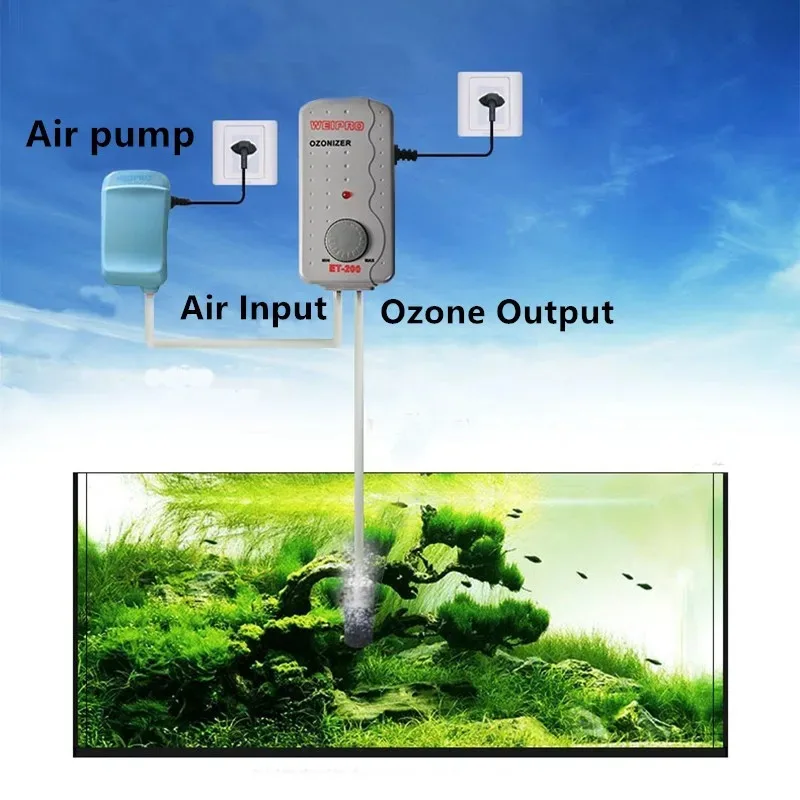 Adjustable Aquarium Ozone Generator Fish Tank Ozonizer Ozone Sterilization Used With Air Pump Or Protein Skimmer