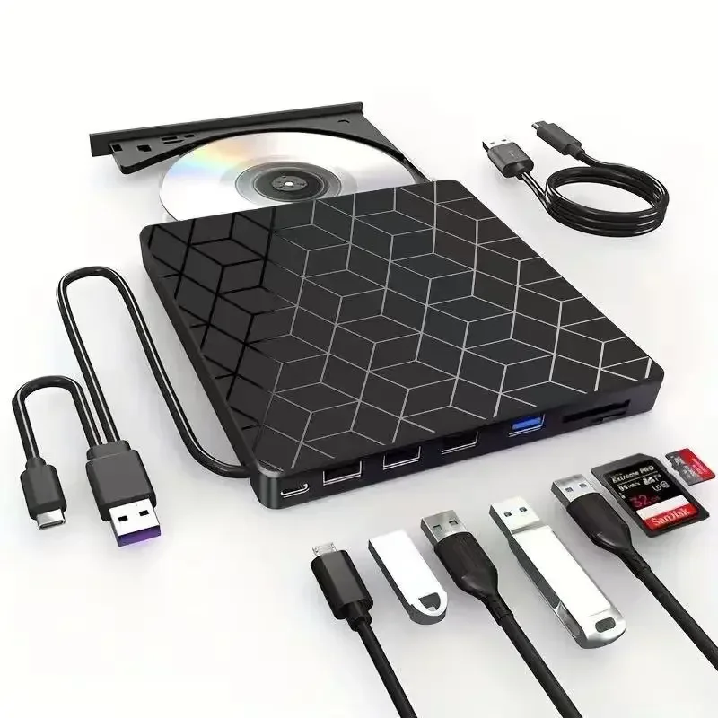 7-in-1 USB 3.0 external cd dvd drive RW CD player Drive Burner Reader DVD-ROM Optical Drive For PC Laptop Desktop IMacs Portable