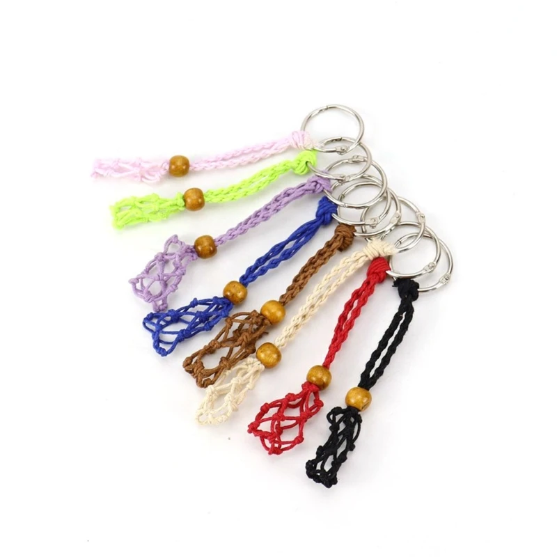 Stone Cage for Crystals with Bead Keychain Pendant Charm for Women DIY Keychains Car Home Office Ornament Gifts