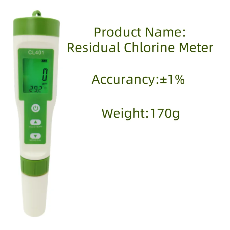 

4 in 1 Free Chlorine Tester Pen Portable Chlorine Meter Measurement CL H2 ORP Temp Residual Chlorine Monitoring