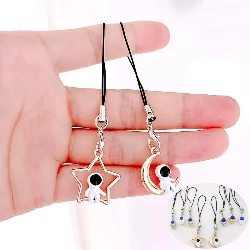 Cute Star Moon Astronaut Pendant Keychain Kawaii Decor Lanyards Mobile Phone Strap For Women Men Bag Car Hanging Rope Charms