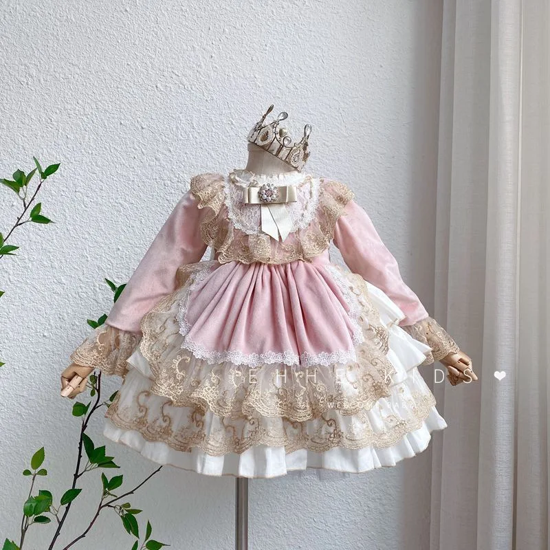 Girl Lolita Dress Girl's Baby Lace Birthday Christmas Party Dress Children's Sweet Style Girl's Lolita Dress платье для девочки
