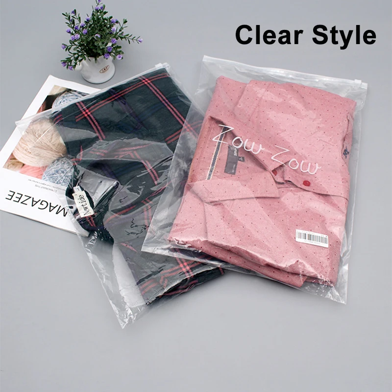 50pcs Custom frosted zipper bags, clear zip lock bag, high quality clothes plastic bag for Clothing Coat Jeans Hoodies Package