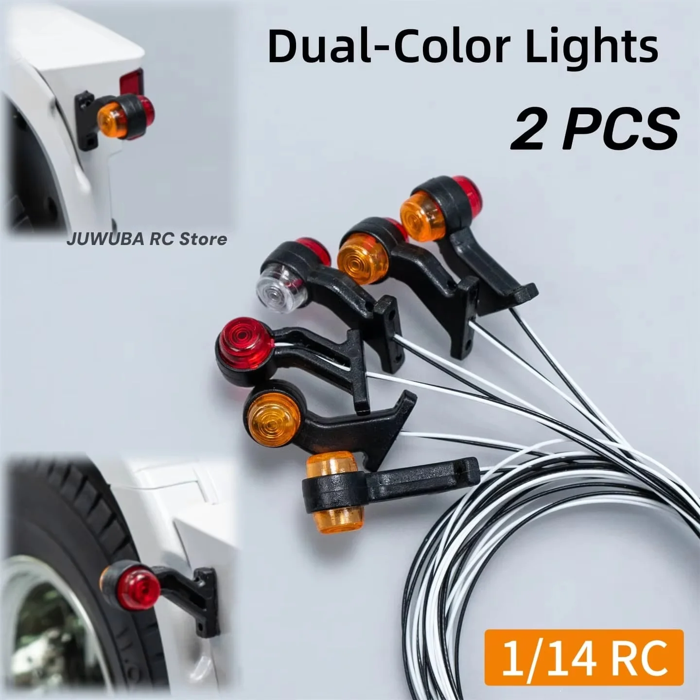 2 PCS Toy Crawler Truck Side Marker 2-Color LED Lights CBY-024 For Tamiya 1/14 RC Tractor Tipper Dump Truck JUWUBA Upgrade Parts
