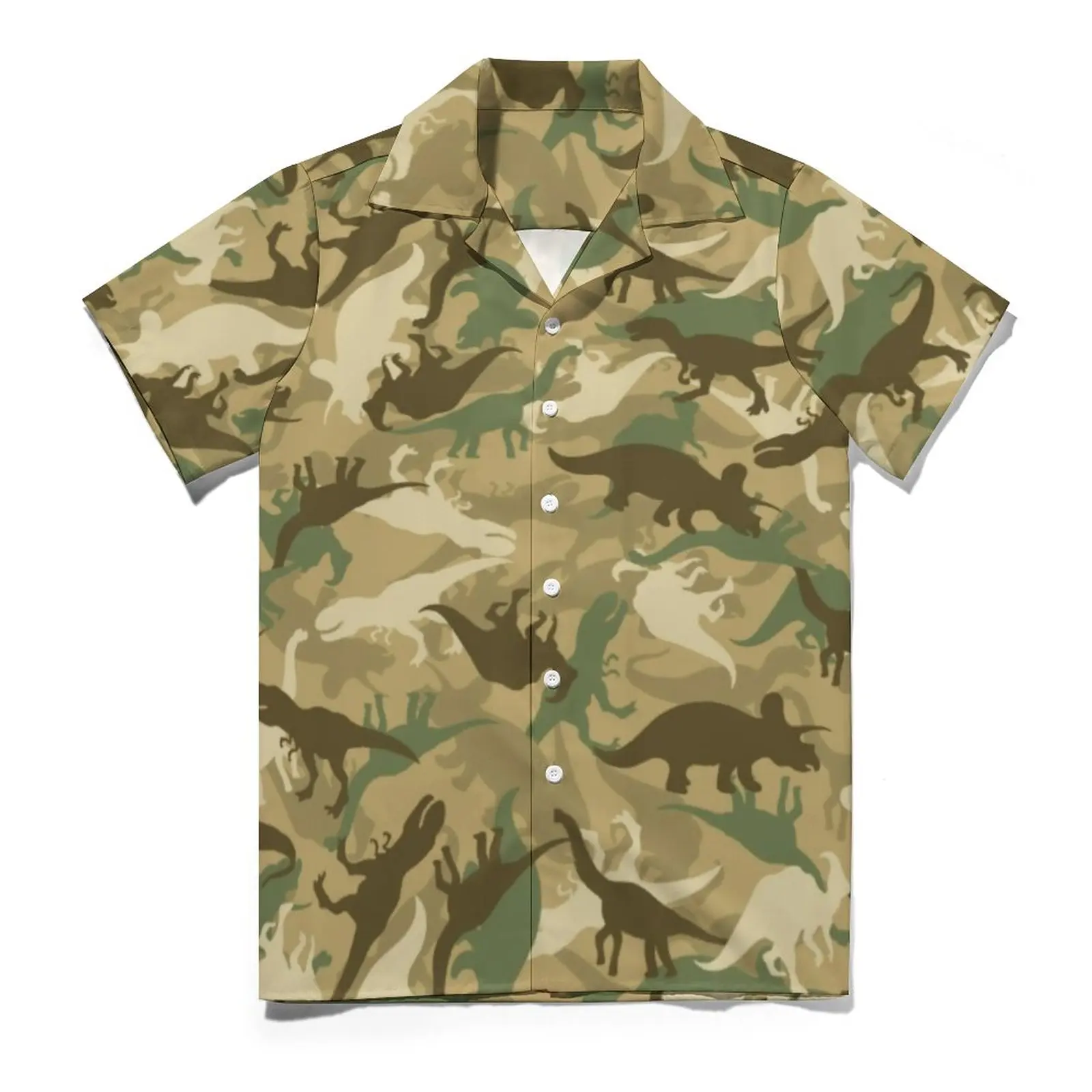 Camouflage Dinosaurs Print Loose Shirt Man Beach Abstract Animal Casual Shirts Hawaiian Design Short-Sleeve Oversized Blouses