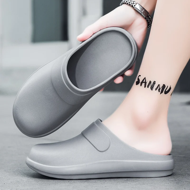 

Plus Size Men Closed Toe Half Slip Clogs Non Slip Breathable Hollow Slippers Ideal for Kitchen Hospital and Operating Room Use