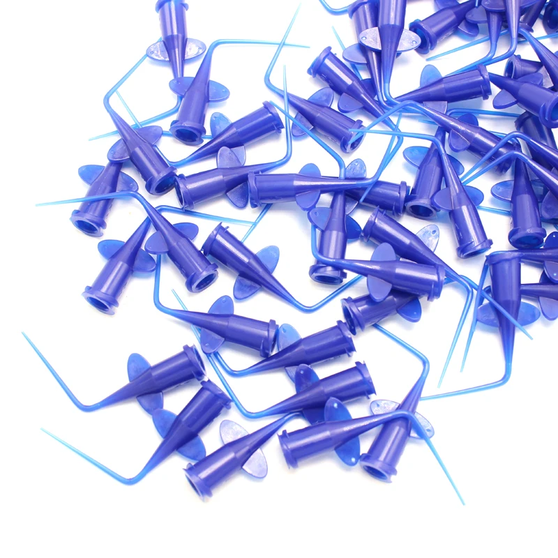 50pcs Dental Disposable Syringe Tip Endo Irrigation Root Canal Butterfly Needle 0.25mm Transparent Blue Colors