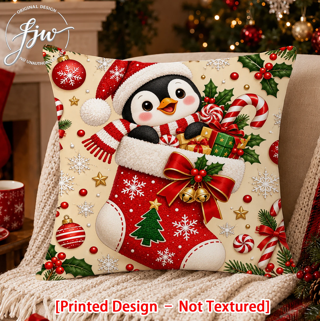 1pc Christmas Cute Animal Santa Throw Pillow Covers, Holiday Cushion Covers for Sofa Bed