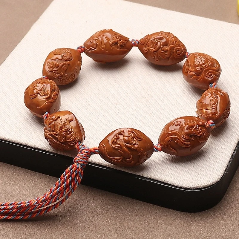 Handmade Double-Sided Olive A Buddha, Premium Aged Oil Stone With Landscape And Motifs, Hand-Held Piece F
