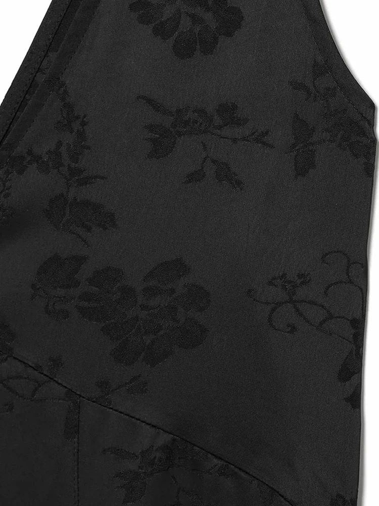 Women New Dress Autumn Style Black Halter Neck Velour Sexy Patterned Dress Elegant and Sleeveless Dress