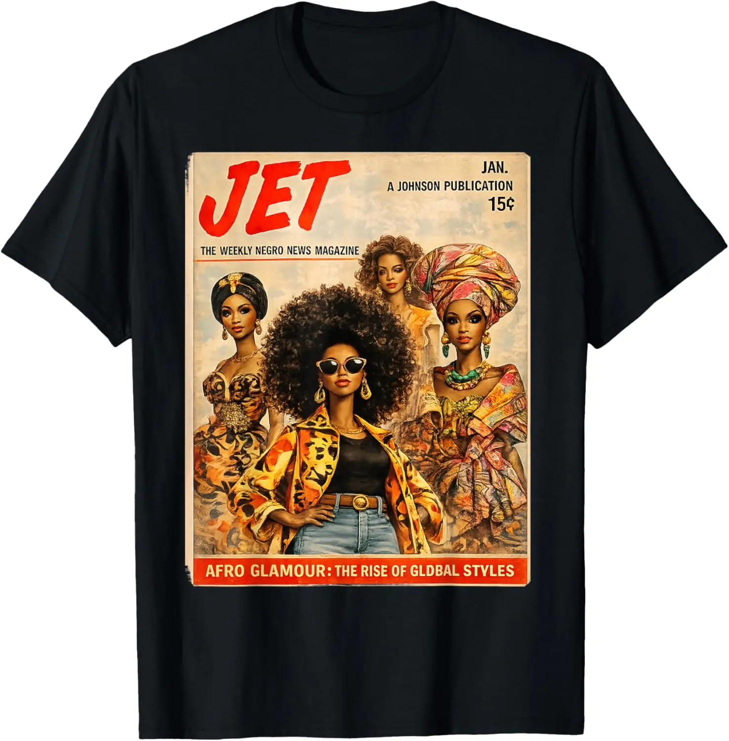 Afro Glamour – Vintage Black Women Cover Art T-Shirt