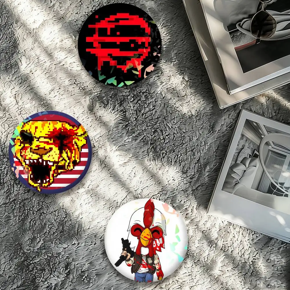 Game H-Hotline M-Miami Laser Badge Pins Handmade Brooches for Backpack Gifts Bag Decor Fans Collect