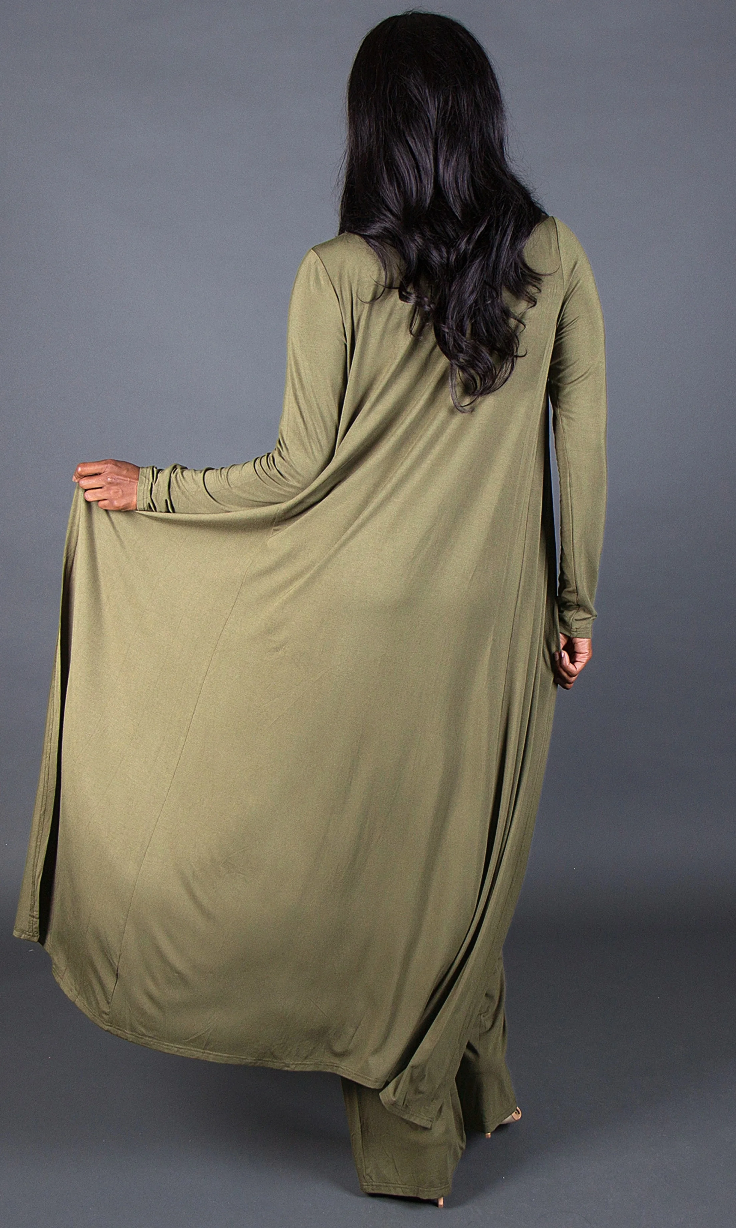 Grande taille-un ensemble trois pièces de manteau longue décontracté, à la mode et pour la maison pour les femmes