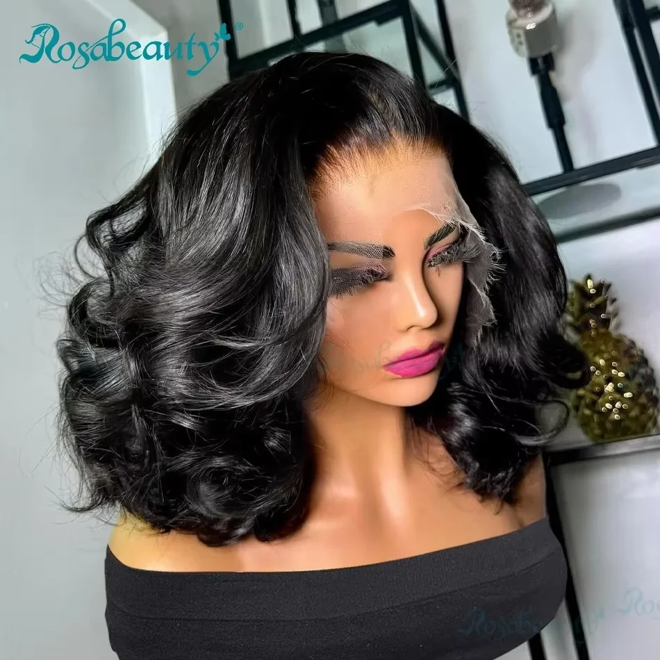 250 Density Body Wave 13x6 Lace Frontal Human Hair Wigs Short Bob 5x5 Closure Wig Preplucked Water Wave For Women