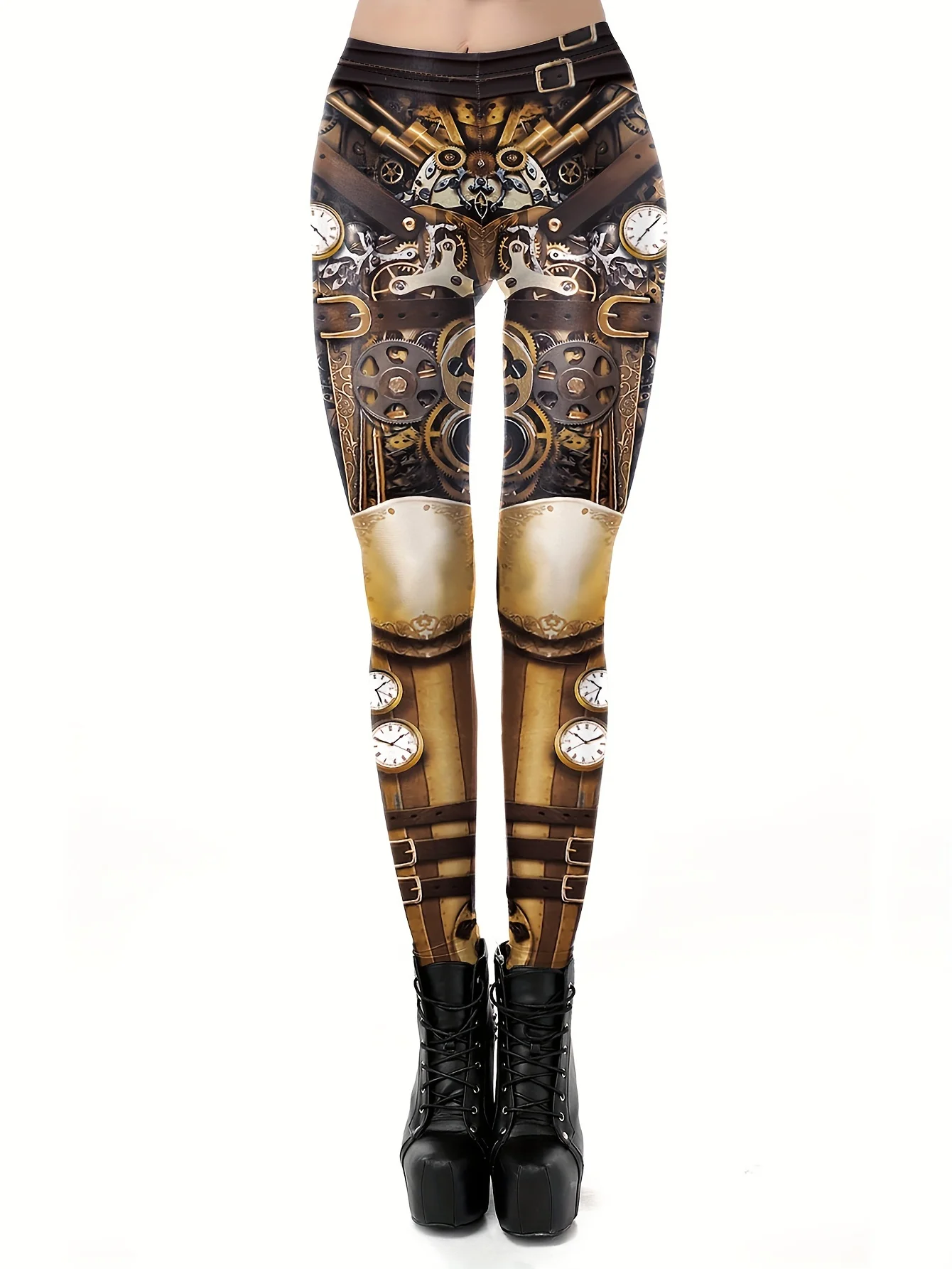 

Women's leggings with retro ethnic print, made of polyester and spandex blend stretchy and elastic perfect for autumn and winter