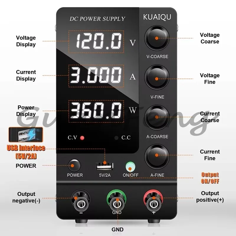 SPS-C1203 120V 3A 360W DC Power Supply Titanium Anodizing Laboratory Test Charge Repair Switching Regulated Power Source
