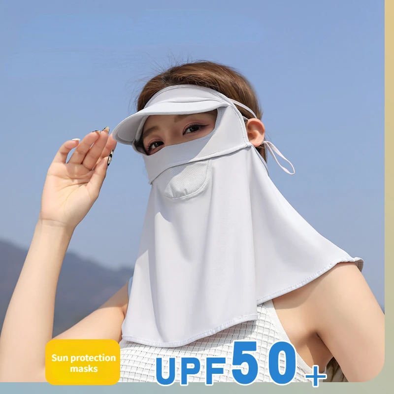 Neck Protection Sun Protection Mask Women's Sun Protection UV Breathable Full Face Gini Mask Ice Silk Three-dimensional Veil