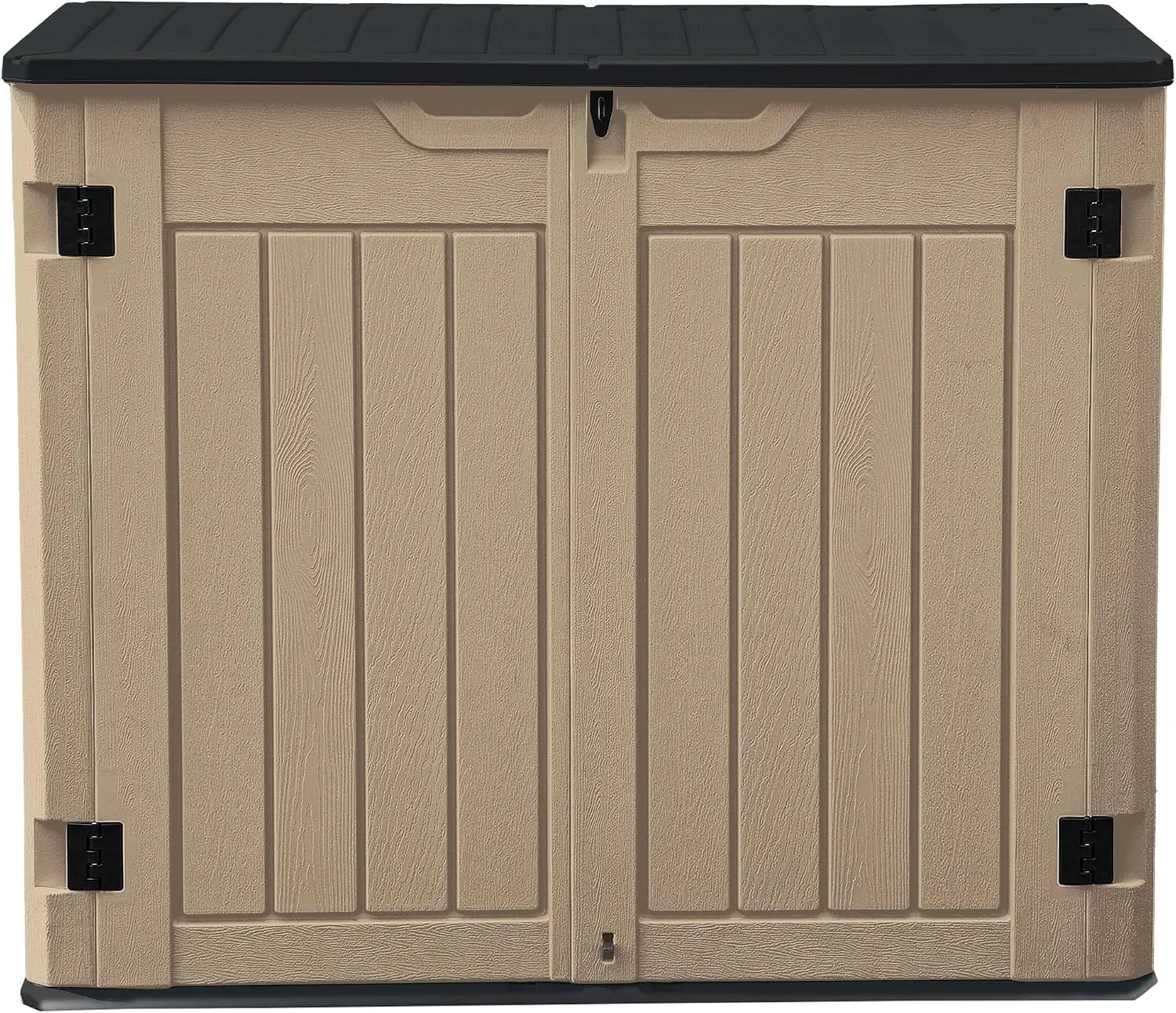 35 Cuft Outdoor Horizontal Storage, Waterproof Resin Storage Shed with Floor and Multiple Accesses for Garden Tools, Easy Assemb