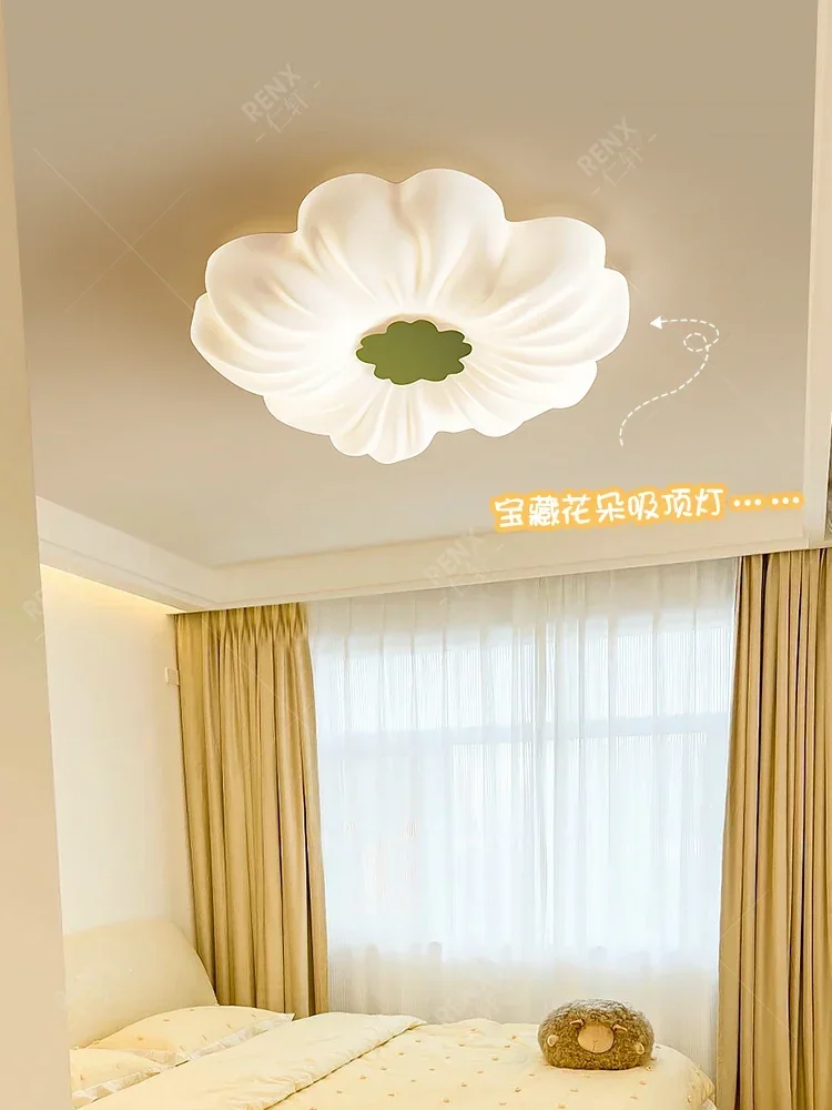 French cream wind living room lamp full spectrum petal ceiling lamp online celebrity eye bedroom main lamp