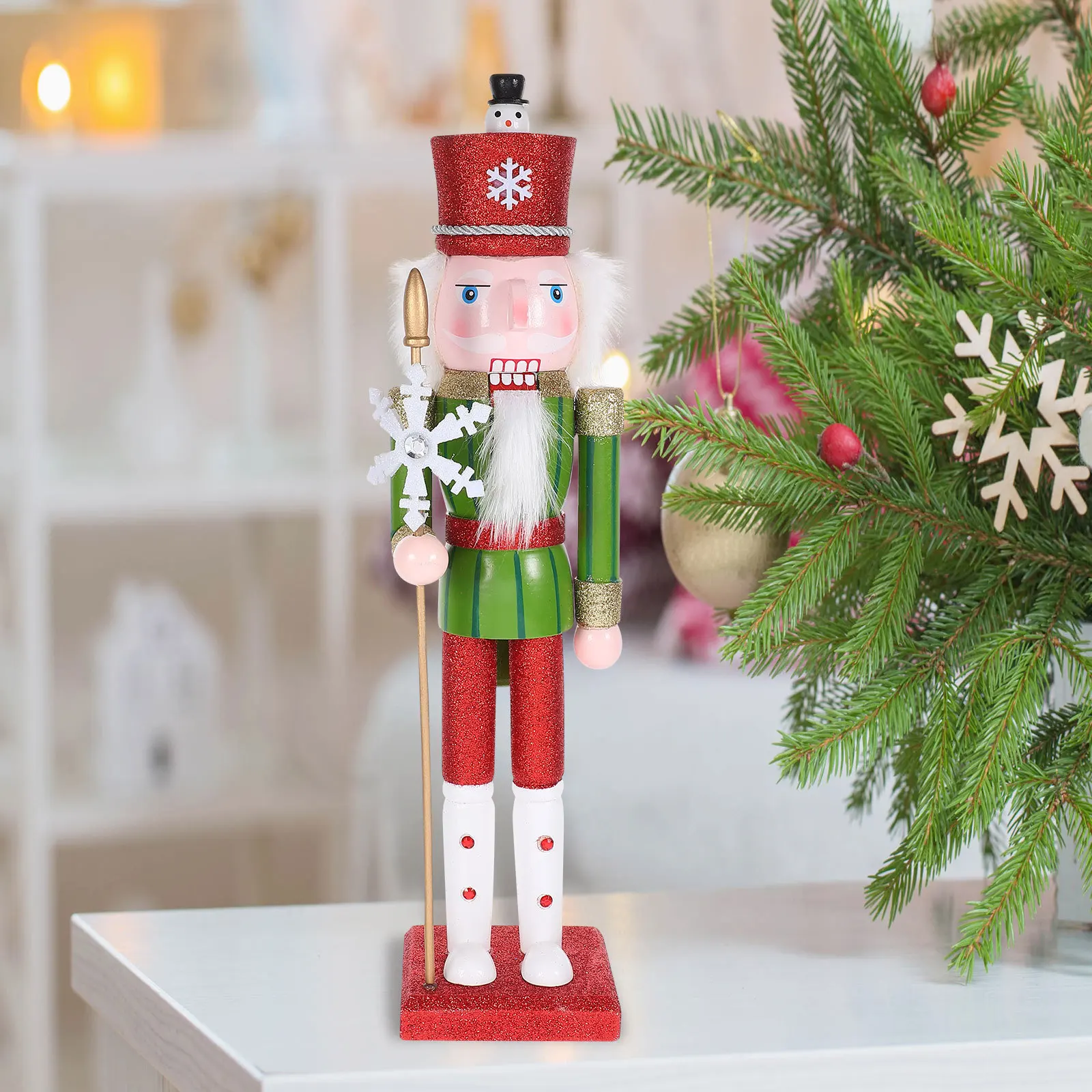 

Wooden Nutcracker Decoration Small Christmas Table Ornament Craft Festival Party Favor Desktop Xmas Gift Decor