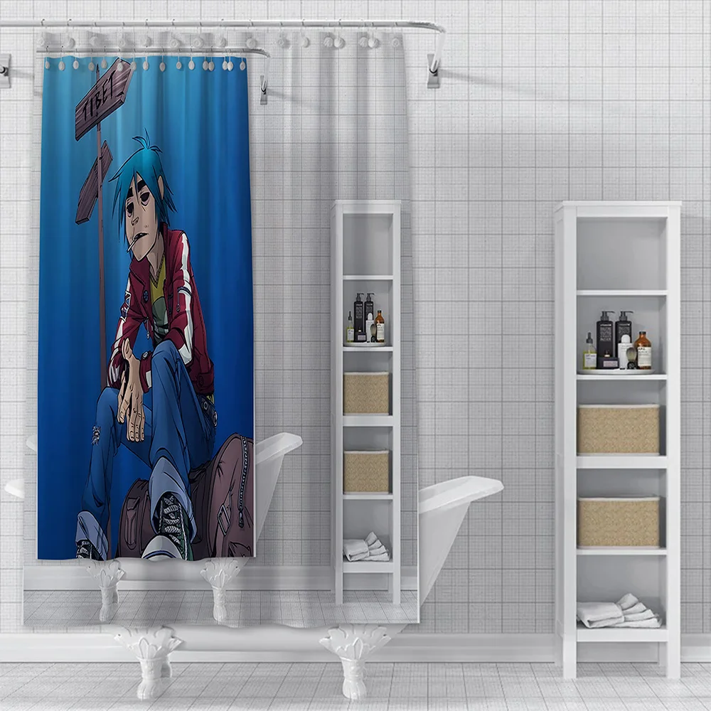 Musife Custom Gorillaz Shower Curtain Waterproof Polyester Fabric Paint Bath Curtains Home Bathroom Decor Curtain With Hook