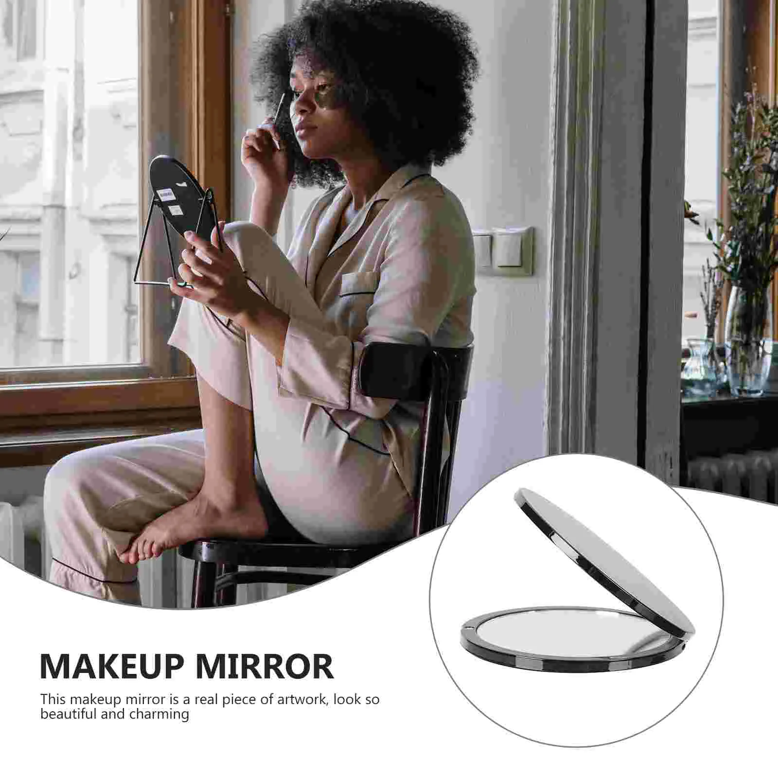 Dressing Table Double Sided Makeup Mirror Woman Portable Abs Magnifying Gold