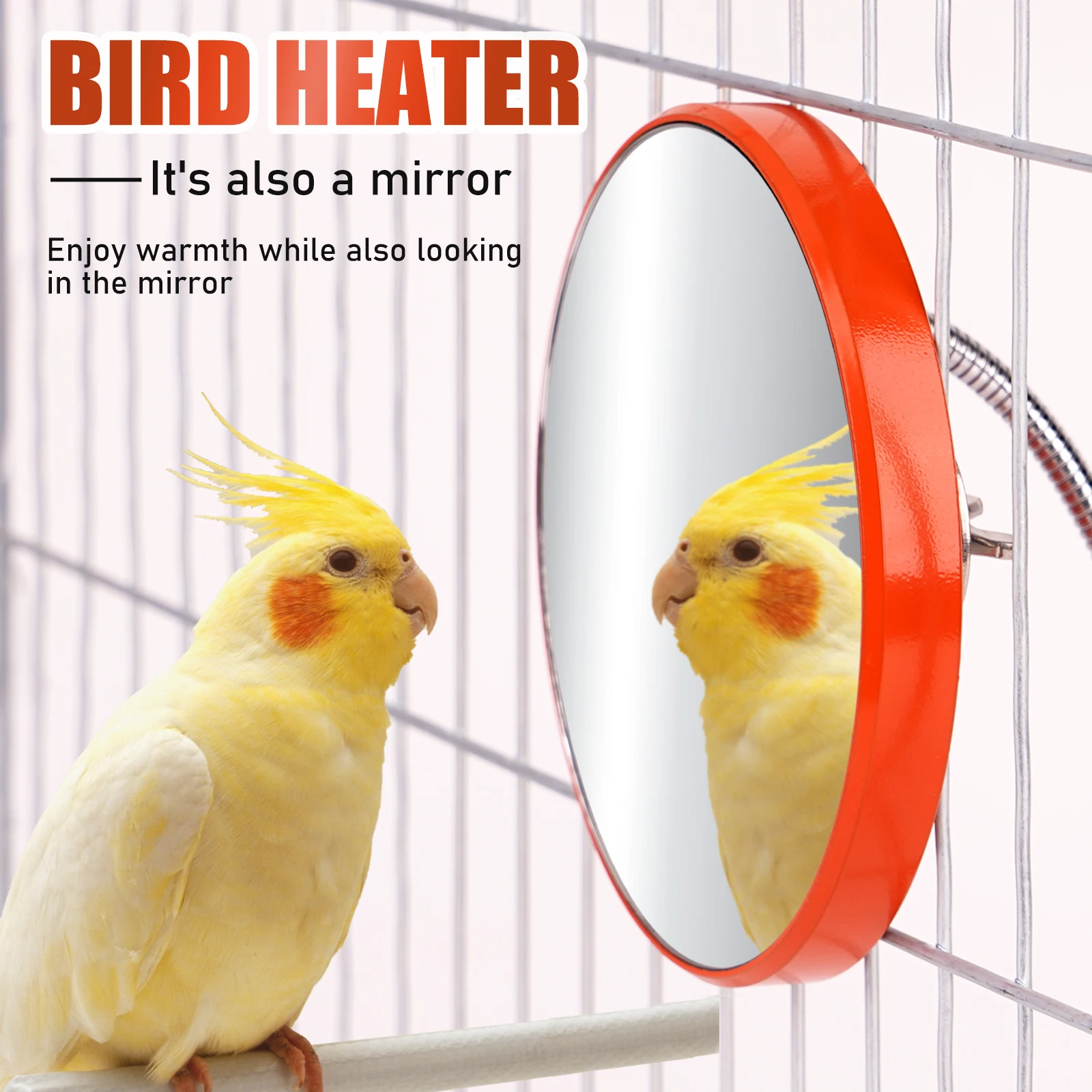 New Bird Parrot Heater Mirror For Birds Cage Thermostatic Plate Bird Heater Safe Bird Parrots Hamsters