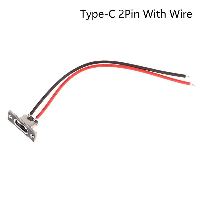 Connecteur femelle de bande étanche USB Type C, prise, ligne de joint de soudure, port de charge, 2 broches, 2P, 4P