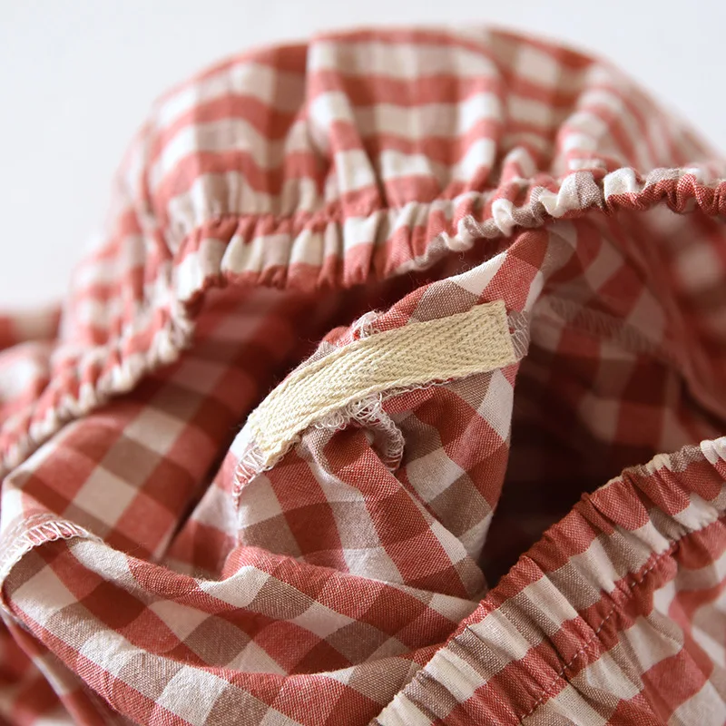2026 Neues Japanisches Frühlings- und Herbst-Pyjama-Set für Paare, 100% Baumwolle, Herren- und Damen-Plaid-Langarm-Zweiteiler für Zuhause – Detail 21