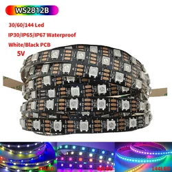 WS2812B IC интеллектуальная Фотографическая лента 5050 полноцветная RGB 5m IP30/IP65/IP67 водонепроницаемая 5 в индивидуально Dddressable WS2812 полоса