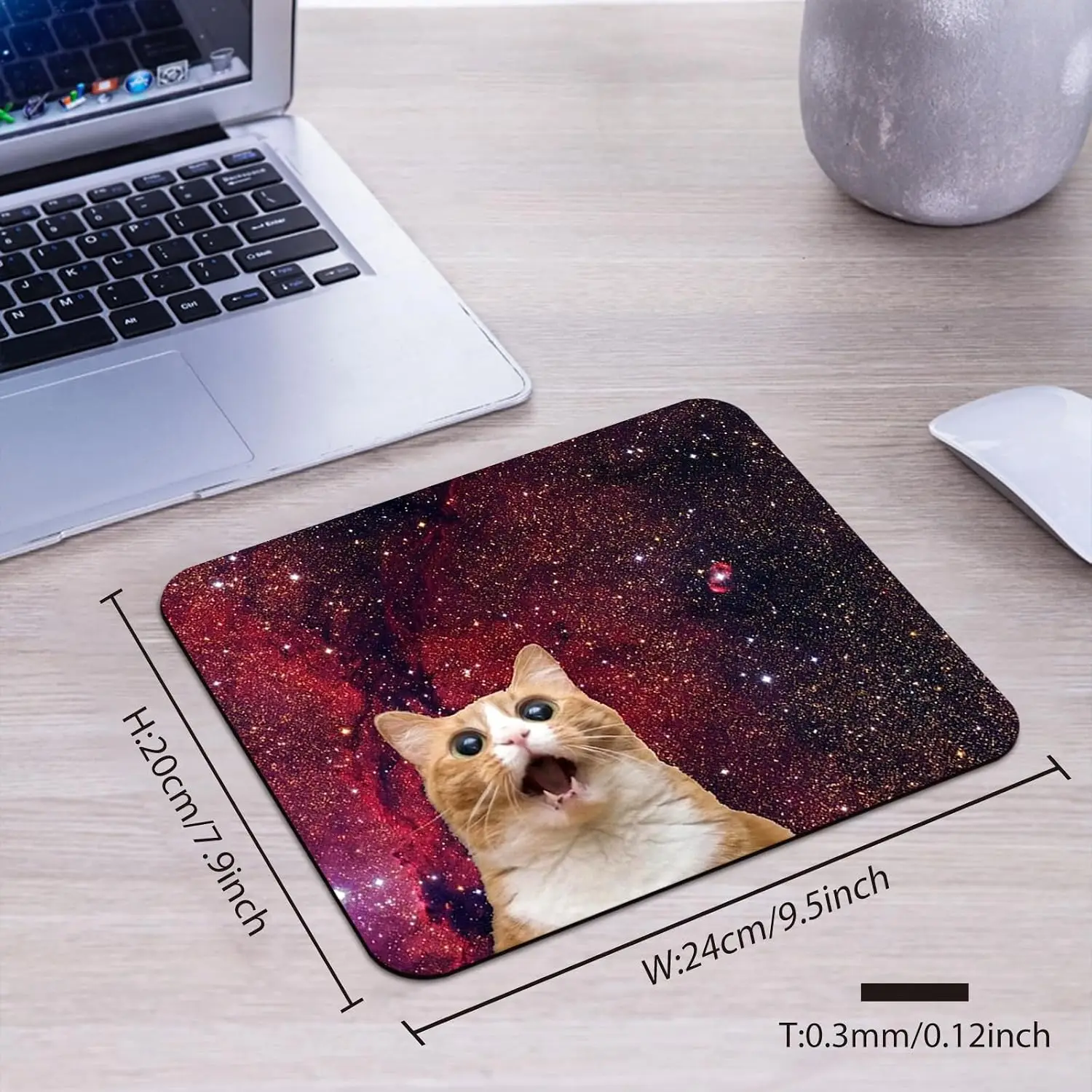 Mouse pad Mouse pad custom Surprised Space Cat Meme Cosmic Kitty Red Nebula Desk Mat