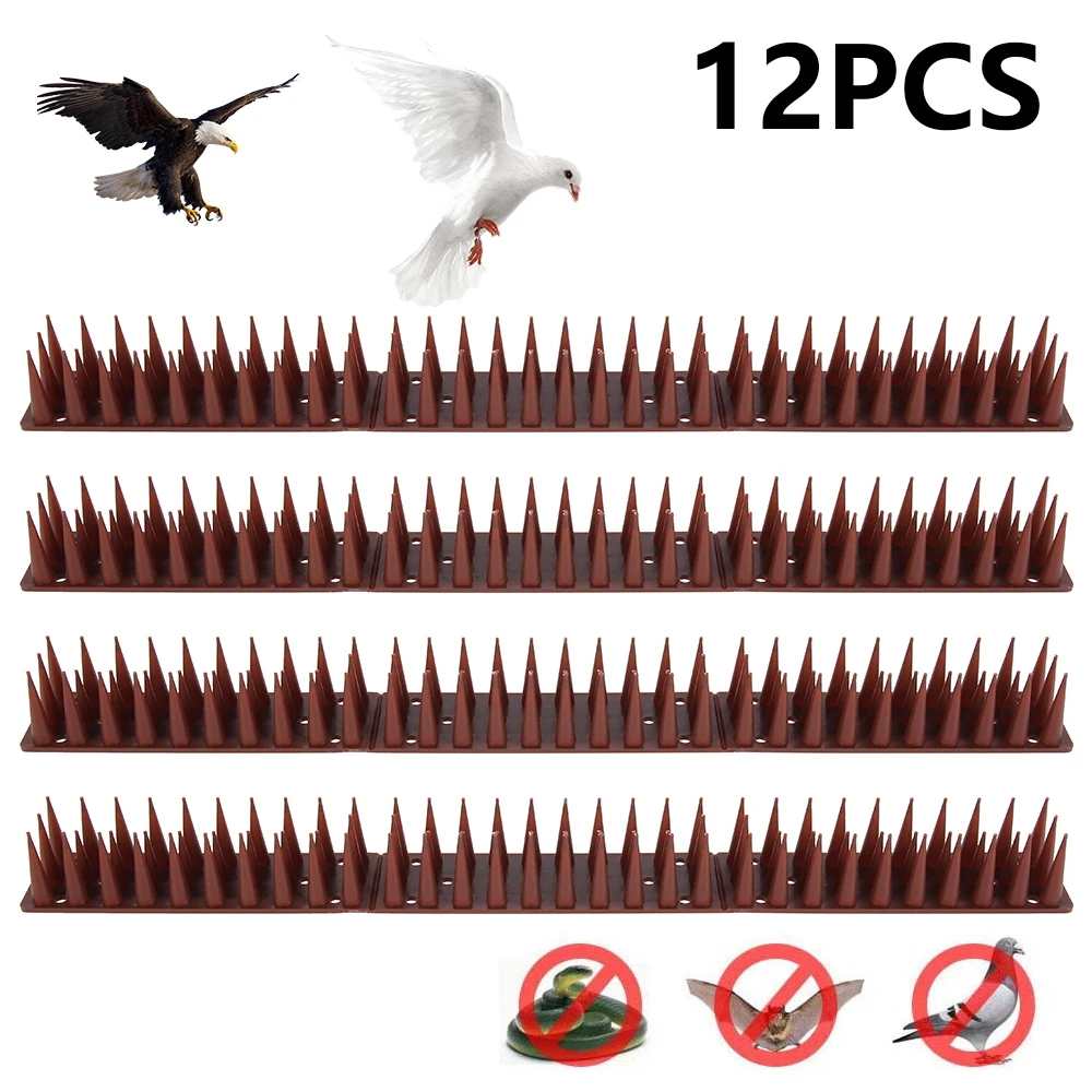 12Pcs Fence Wall Spikes Bird Deterrent Spikes Burglar Anti Climb Plastic Cat Repellent Garden Security Intruder Deterrent