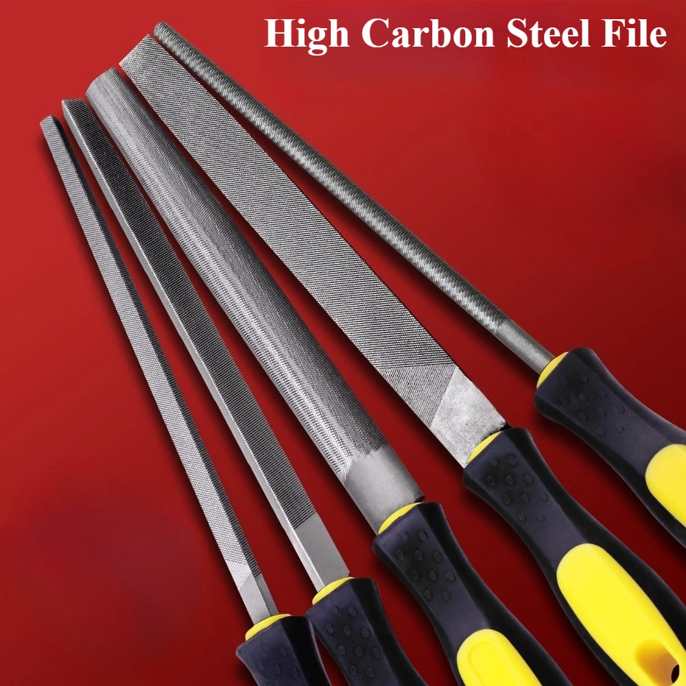 

High Carbon Steel File Set 6/8/10/12 Inch Flat/Half-Round/Triangle/Round/Square File Woodworking Metal Polishing Hand Tools