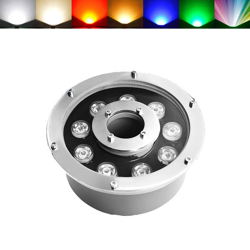 RGB LED Fountain Lamps 12V 24V Round Underwater Light Submersible Outdoor Pond Lighting IP68 Colorful Lighting for Water Feature