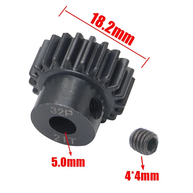 32P M0.8 5mm 13T 14T 15T 16T 17T 18T 19T 20T 21T Black steel metal Pinion Motor Gear For 1/10 slash TRX4 Rc Model Car Motor