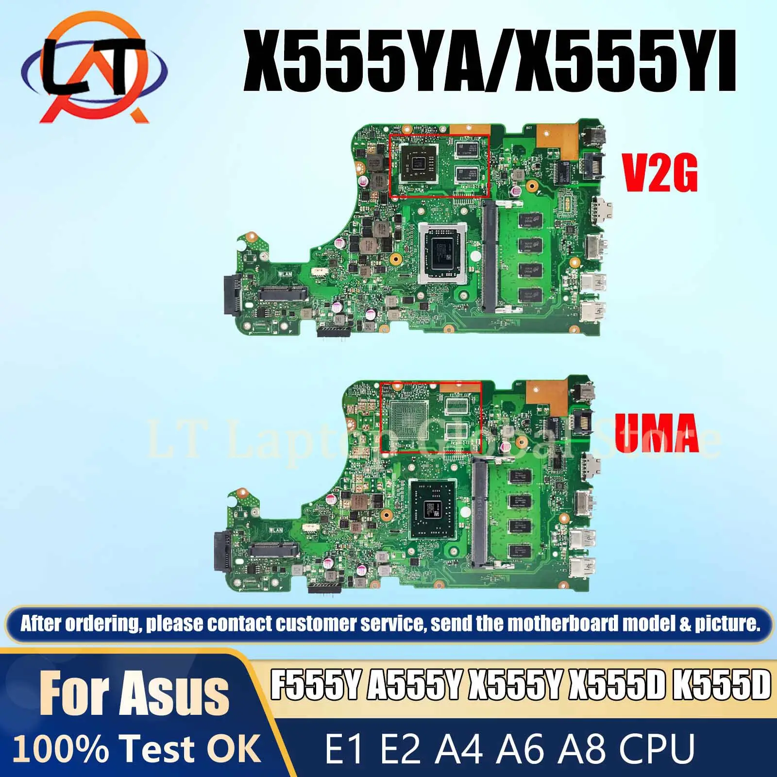 

X555YI X555YA Motherboard For ASUS F555Y A555Y X555Y K555D X555D Laptop Mainboard CPU E1 E2 A4 A6 A8 2G/4G-RAM