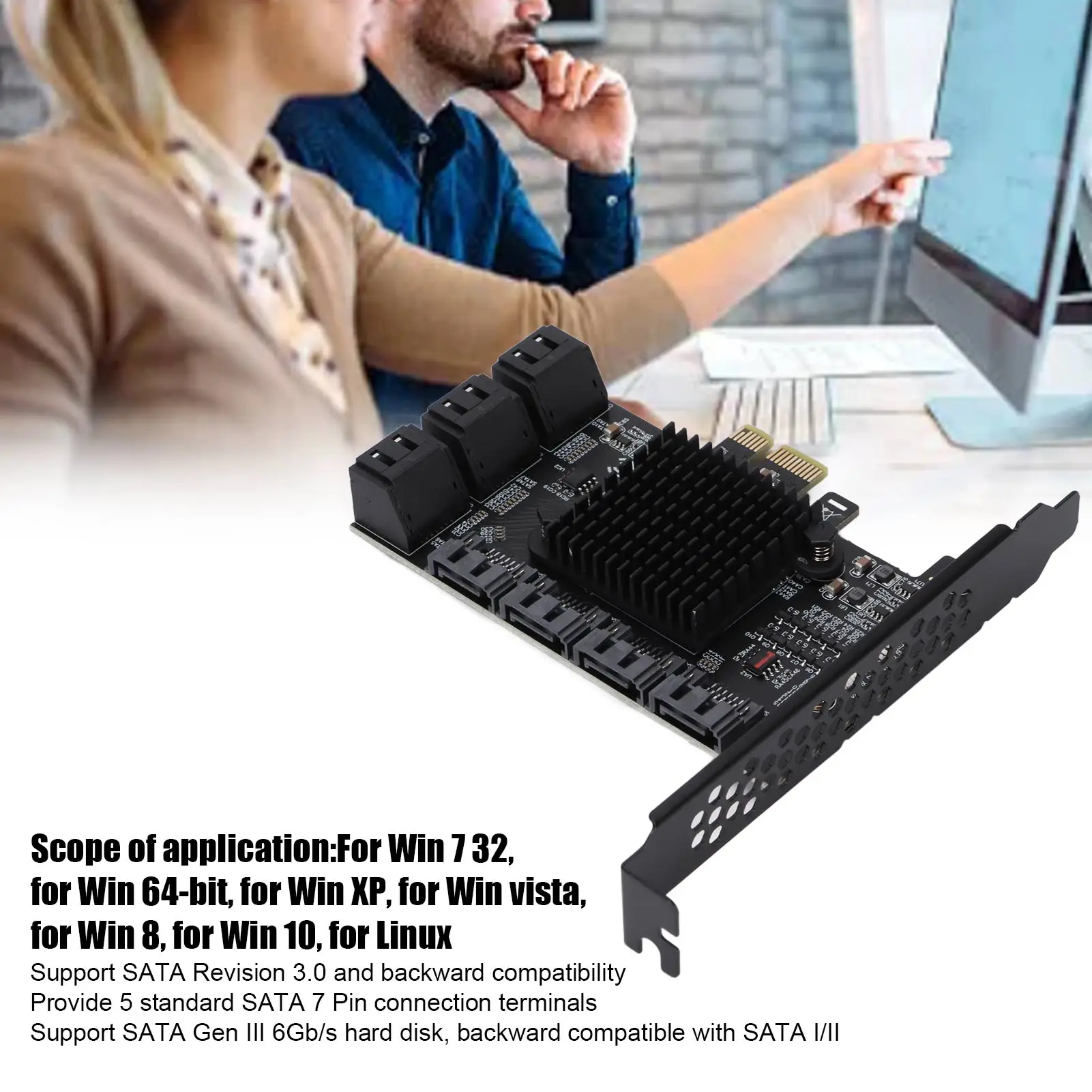 

Карта SATA Карта SATA PCI E Режим IDE/AHCI Чип ASM 7-контактные соединительные клеммы Карты расширения для Windows (жесткий диск не входит)