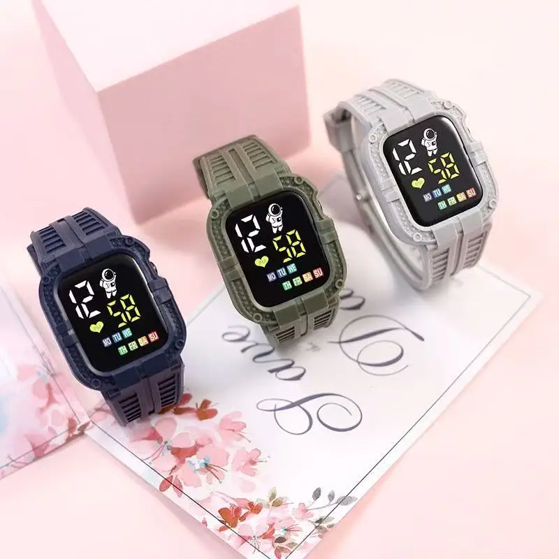 

1 шт. новые светодиодные электронные часы Y6S Spaceman, модные модные спортивные стильные студенческие детские светодиодные электронные часы