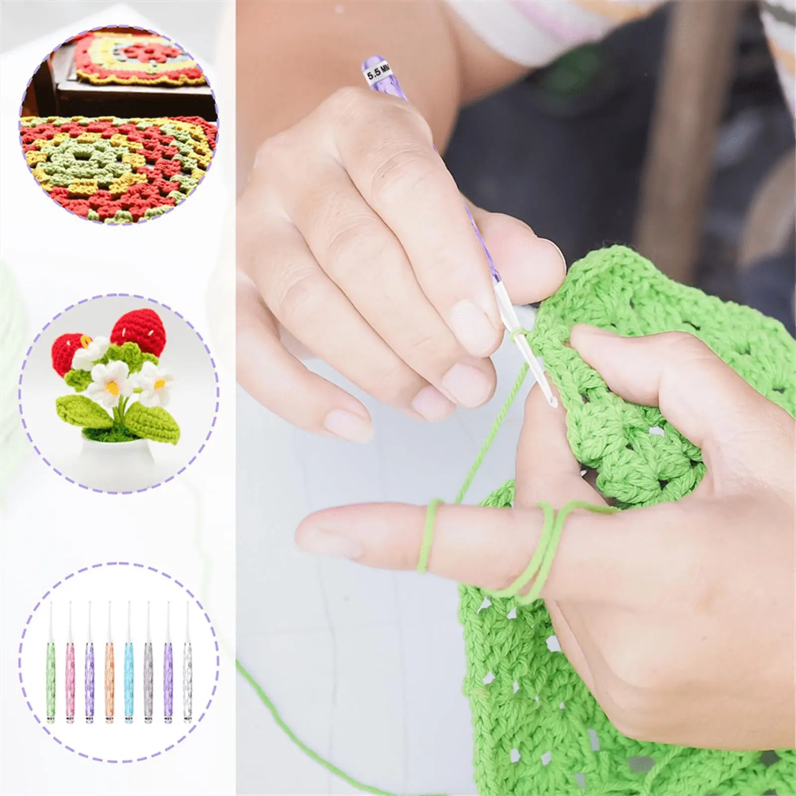 Fantasiespel Haaknaalden Haaknaaldenset Haaknaaldgrepen Ergonomische haaknaalden voor breien 128 g