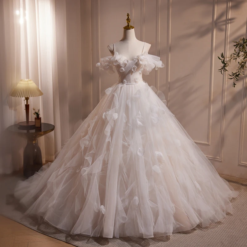 AnXin SH princesa encaje blanco correa de espagueti sin mangas rebordear rosa flor cristal encaje hasta vestido de fiesta vestido de noche personalizado