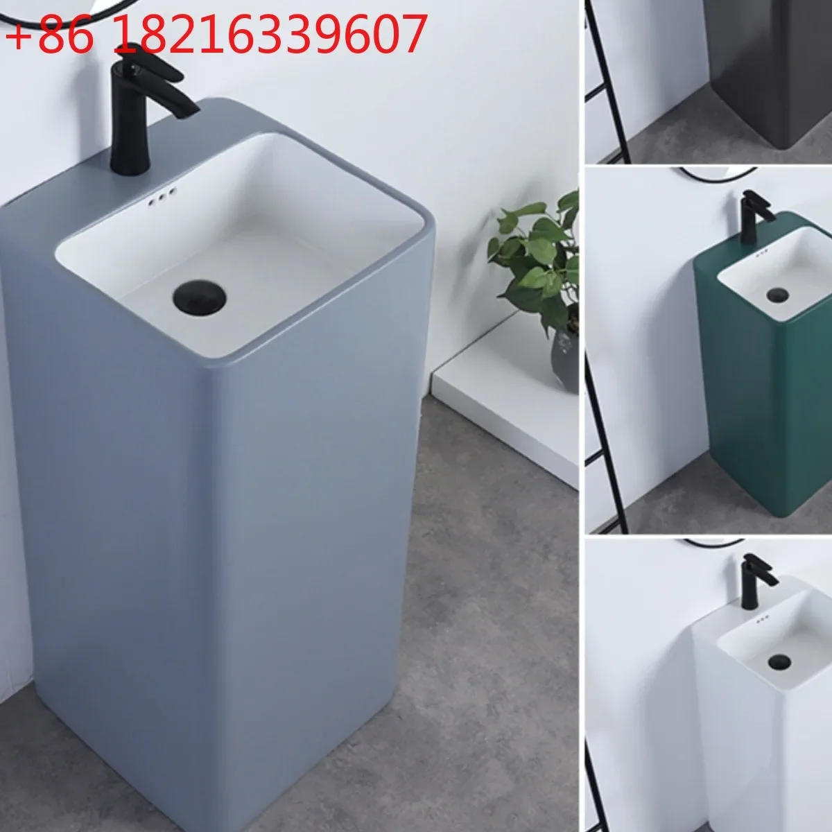 Simple one-piece floor-to-ceiling ceramic column basin wash basin balcony bathroom