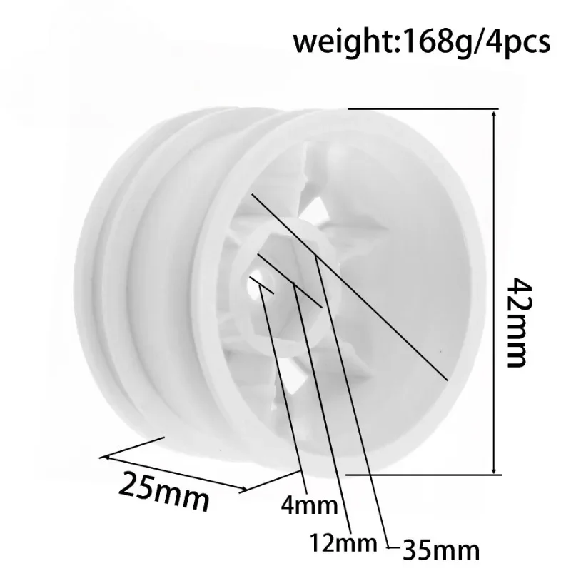 4 pezzi 42mm ruota da corsa in plastica 51362 per auto RC TAMIAY M03 M04 M05 MB01 MF01 XM01 SW01 T301 1/14 MJX 14303 14304