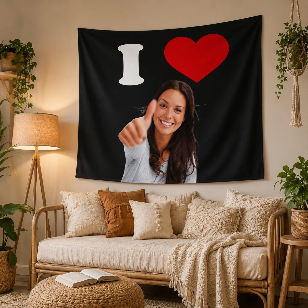 Custom "I Love" Theme Garden Flag, 1pc Personalized Flag with Custom Image, Great for Father's Day, Yard, Indoor Outdoor Decor