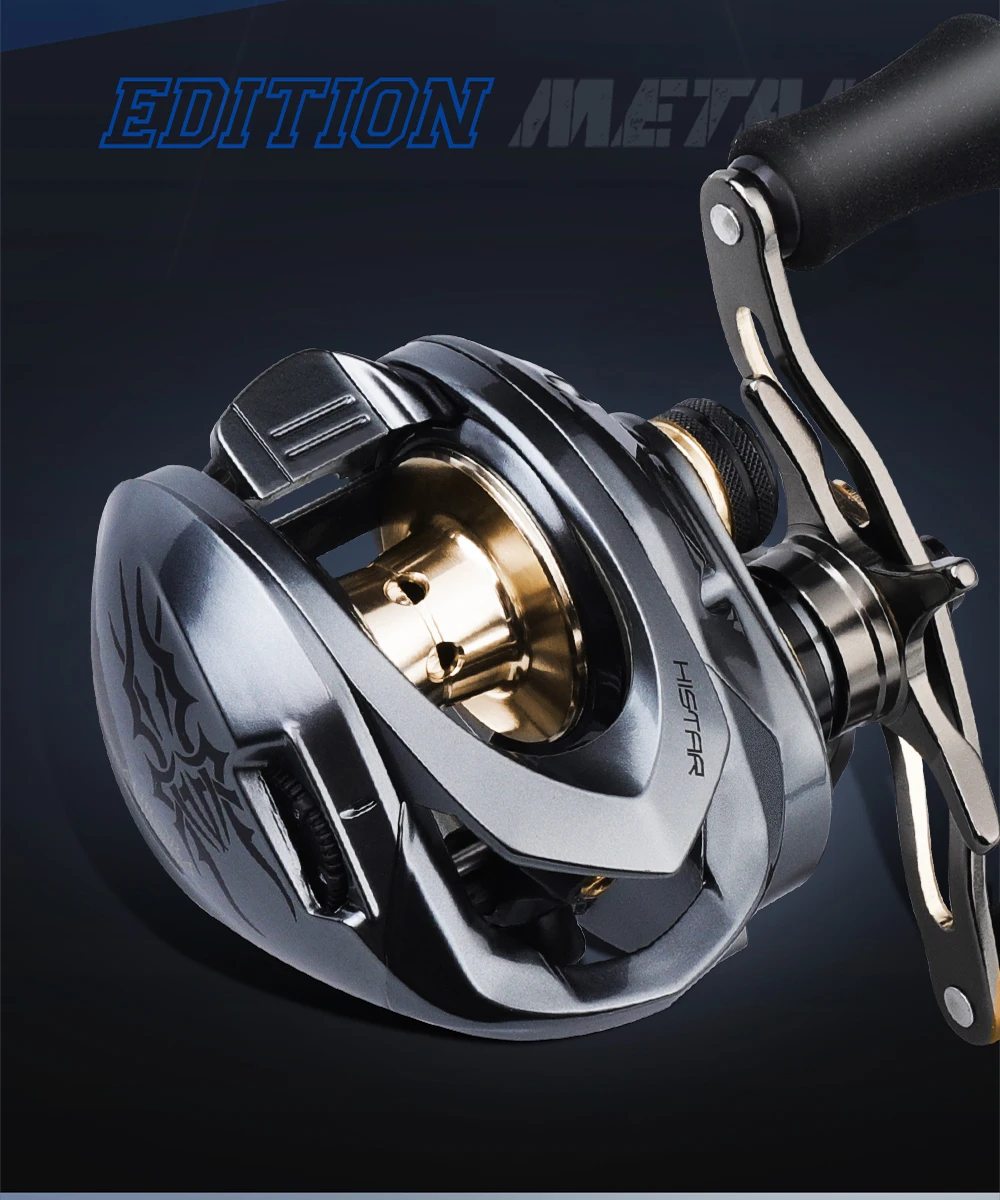 HASIDA Aurora Metal PRO All-Metal Baitcasting Reel 8KG Max Drag Low Profile Long Casting Reel Dual Spool for Big Game Fishing