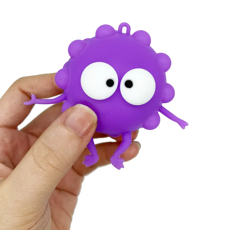 Novel Stress Relieving Toys 3D Silicone Staring Small Coal Ball Keychain Release Ball Funny Toy Squeeze Toys 1pcs