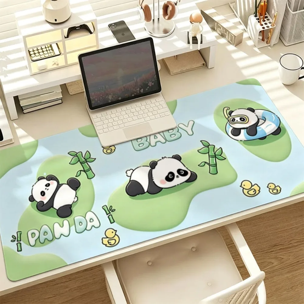 Panda and Bamboo Table Mat, compatible with desktop computers/laptops, non-slip mouse pad, suitable for gaming