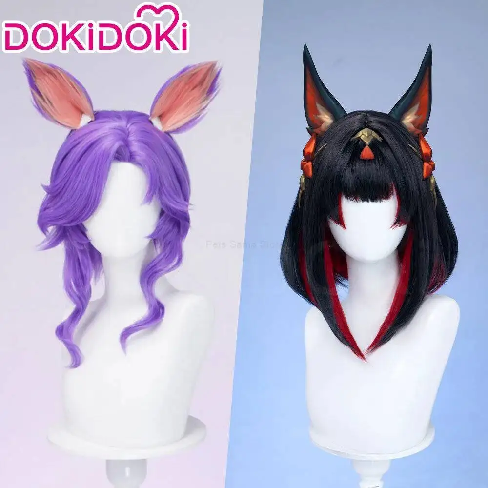 

DOKIDOKI Anime Game Wigs Ahri Cosplay Wig With Scalp Top And Reverse Buckle Bob Halloween Cosplay Wig