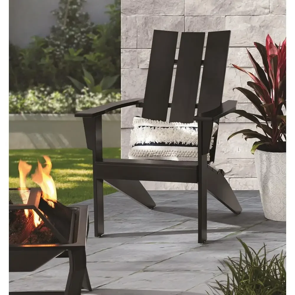 Outdoor Adirondack Chair Black Wood Modern Style Weather-Resistant Comfortable Backyard Patio Garden Relaxation  Wood Chair